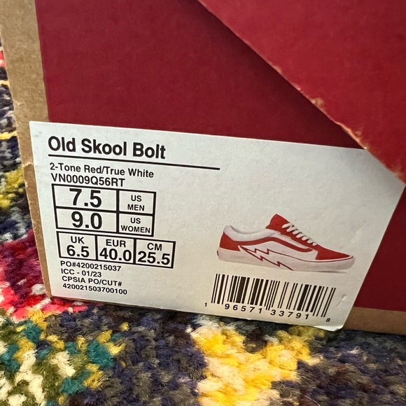 Red Vans Old Skool Bolt W9 - Picture 4 of 8